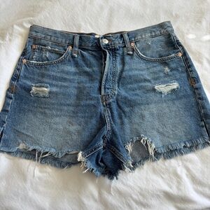 We The Free Blue Distressed Cotton Jean Shorts Size 32